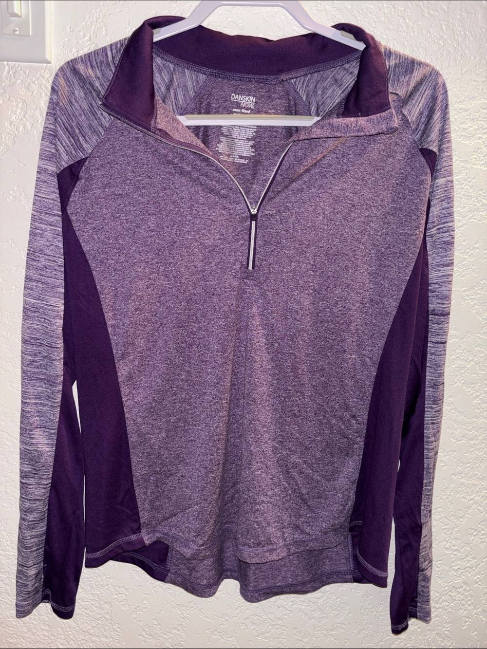 Danskin Purple Heathered Half-Zip Pullover with Dark Purple Panels